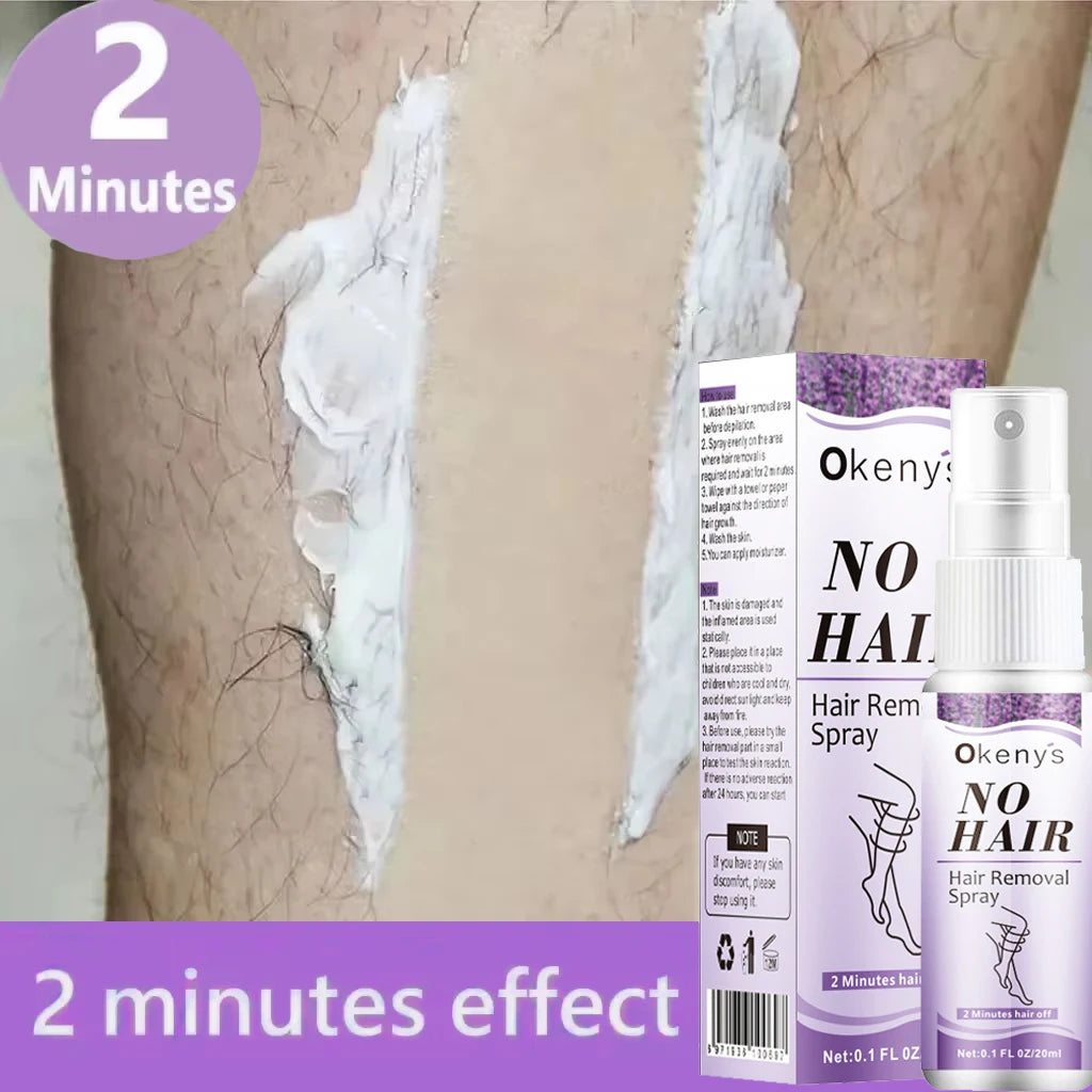 2 Minutes Fast Hair Removal Spray Painless Hair Growth Inhibitor Arm Armpit Leg Permanent Depilatory for Men Women Repair Care9*