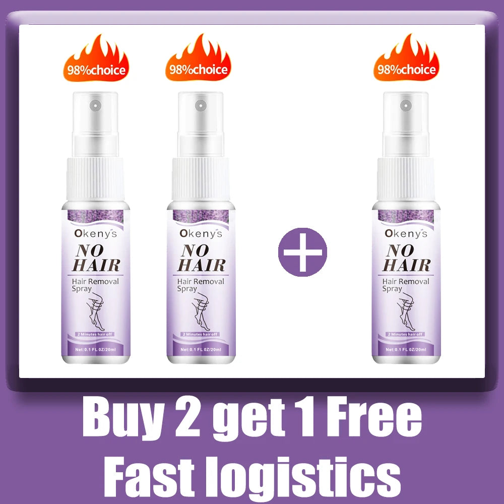 2 Minutes Fast Hair Removal Spray Painless Hair Growth Inhibitor Arm Armpit Leg Permanent Depilatory for Men Women Repair Care9*